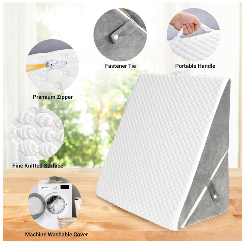 Adjustable Wedge Cushion High Density Foam Leg & Back Cushion for Bed and Sofa Ergonomic Pillow for Reflux Sleep Apnea