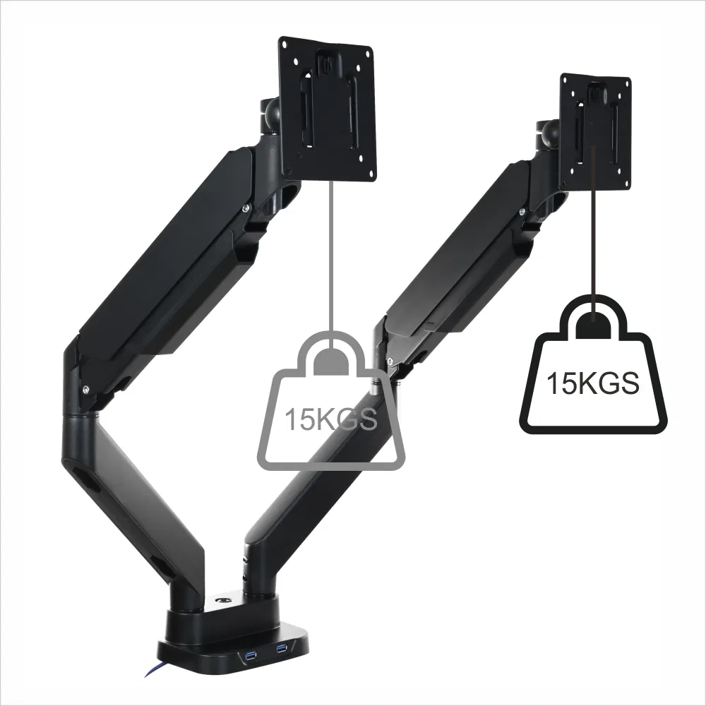 Кронштейн для двух мониторов черный