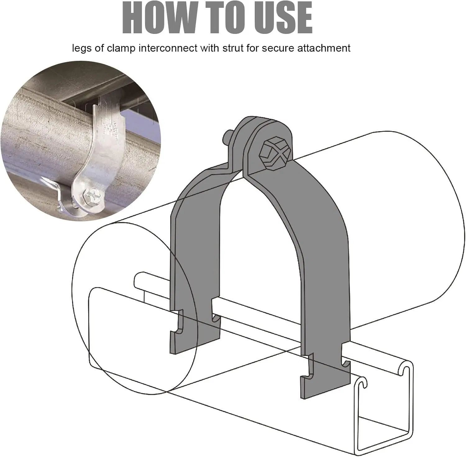 Steel EMT Rigid Conduit and Pipe Strut Clamps