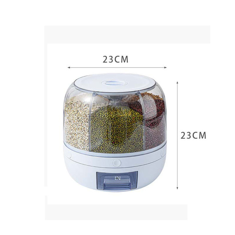 Kitchen Moisture-Proof 6-Grid Rotating Food Dispenser for Grains