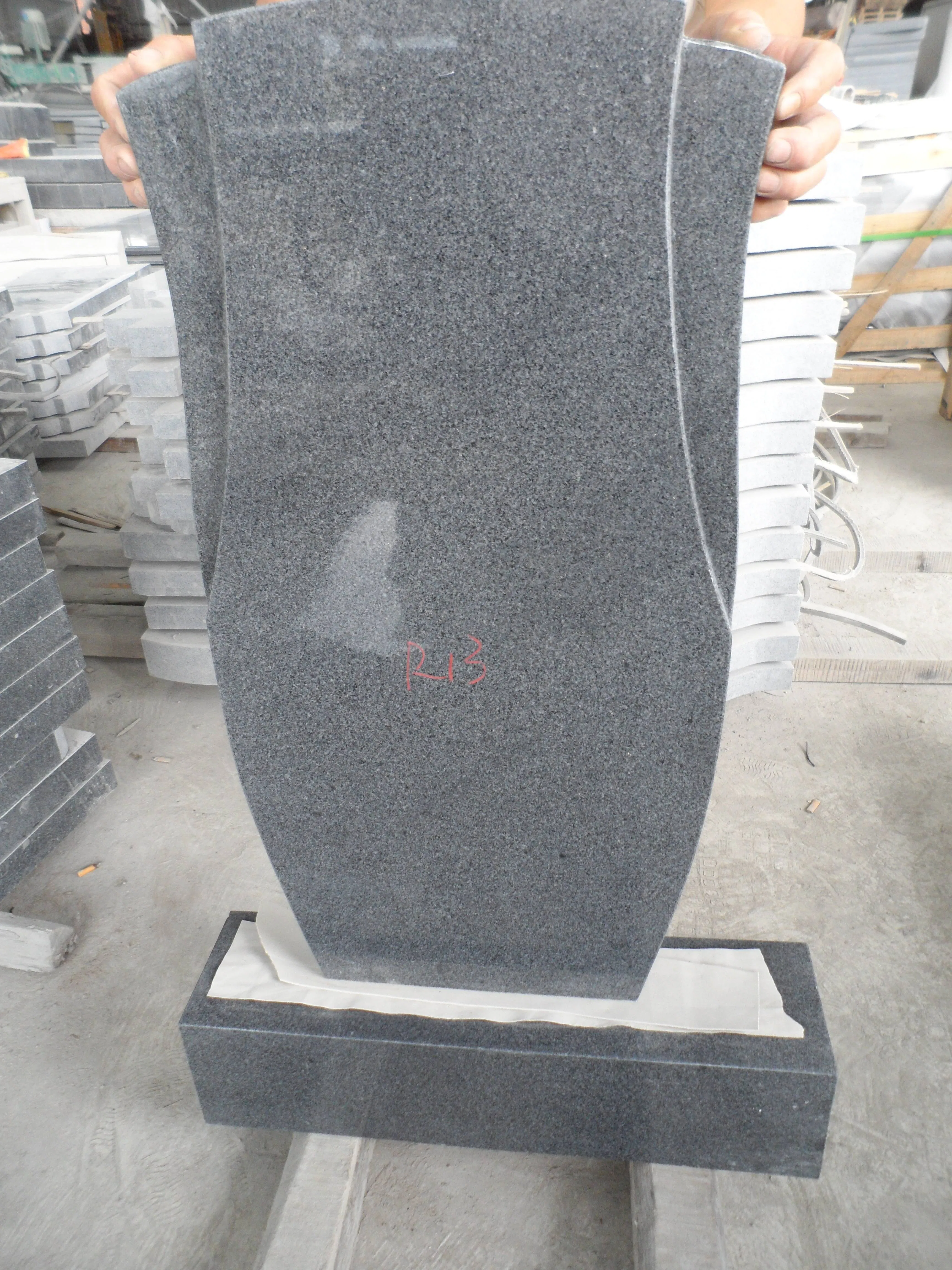 Russia Style Monument Black Granite Tombstone, Simple Type Headstone#