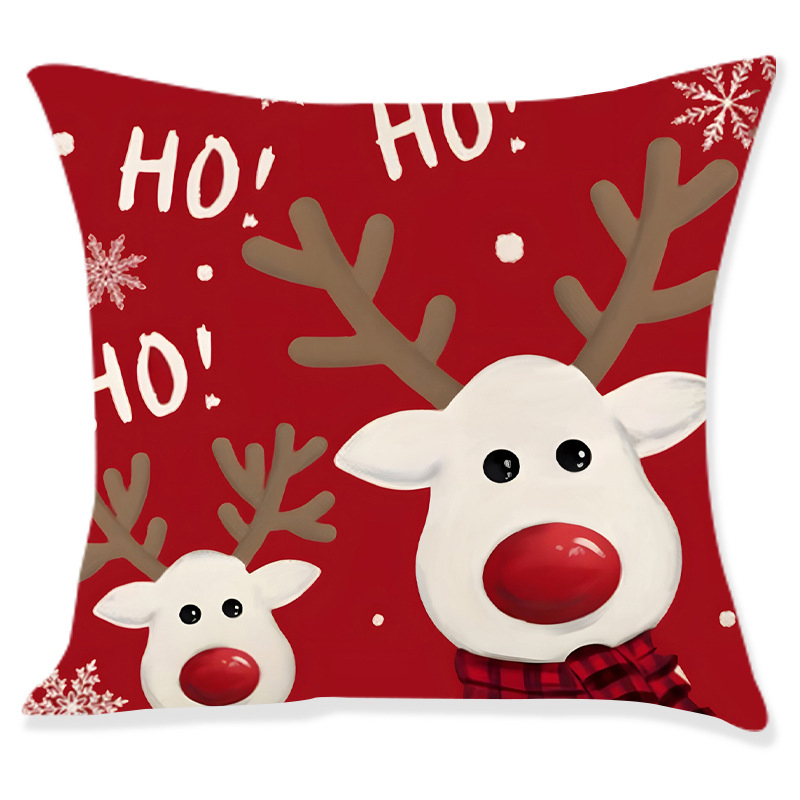 Linen Cushion Covers Printed Santa Claus Pillowcase Decorative Square Pillow Covers for Christmas