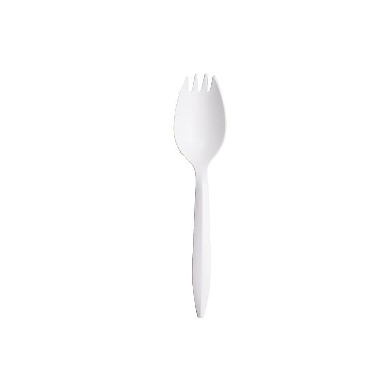White Cutlery Set Fork Spoon Natural 100% Biodegradable Cornstarch Spork for Fruit Salad