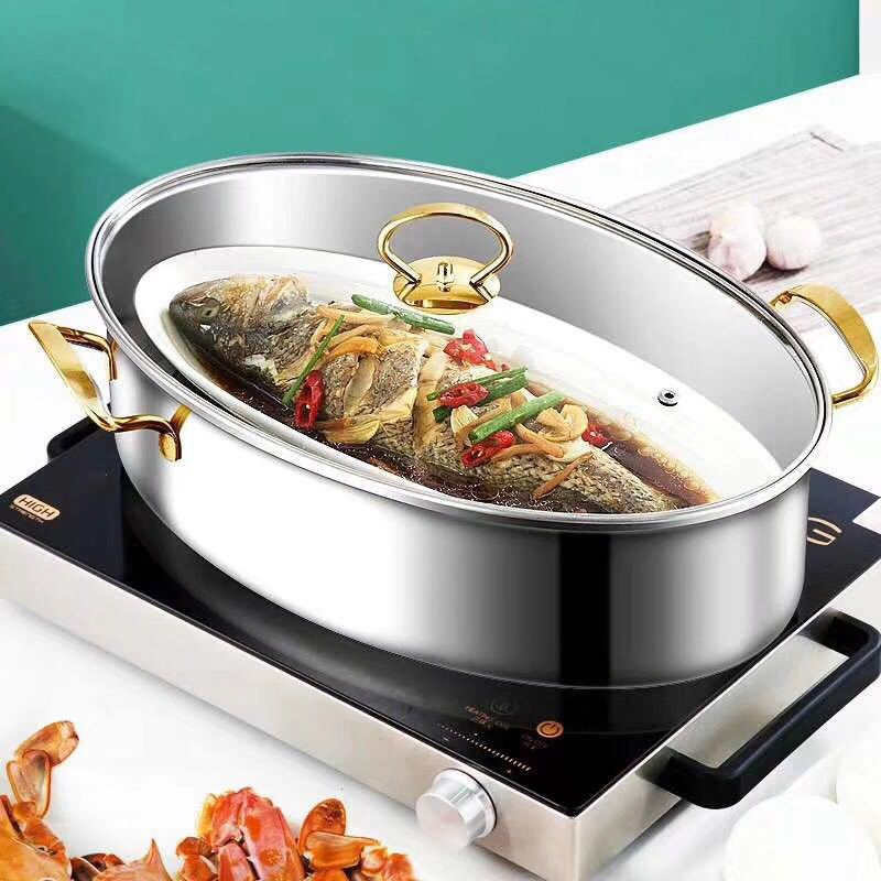 Tainless Steel Oval Fish Steamer Pot Set