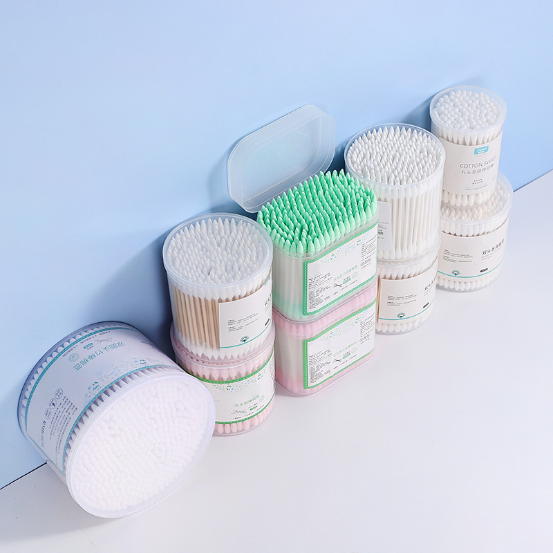 Cartridge Double-Head Color Household Disposable Pointed Spiral Head Makeup Removal Cotton Swab