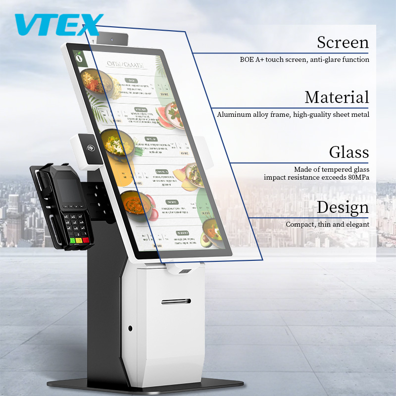 15.6 21.5 23.8 Inch Desktop Kiosk Touchscreen 47 Languages Restaurant Airport Self Service Payment Kiosk