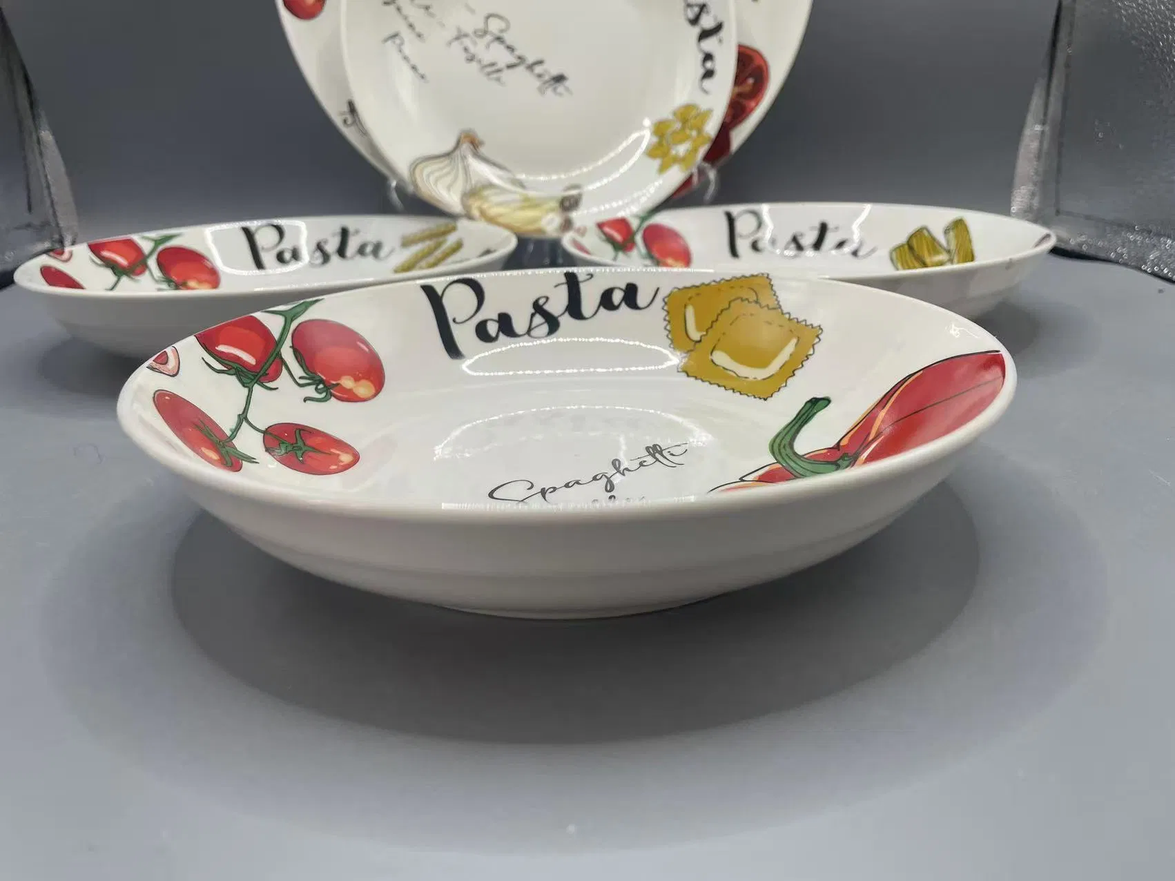 5PCS Pasta Dinner Set with 11" Decal Porcelainware Ceramics Tableware