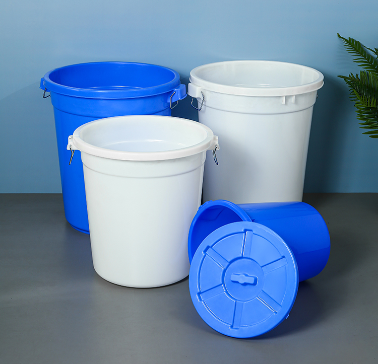 Customized Commercial Supplies Food Grade Large Round Plastic White Bucket with Cover