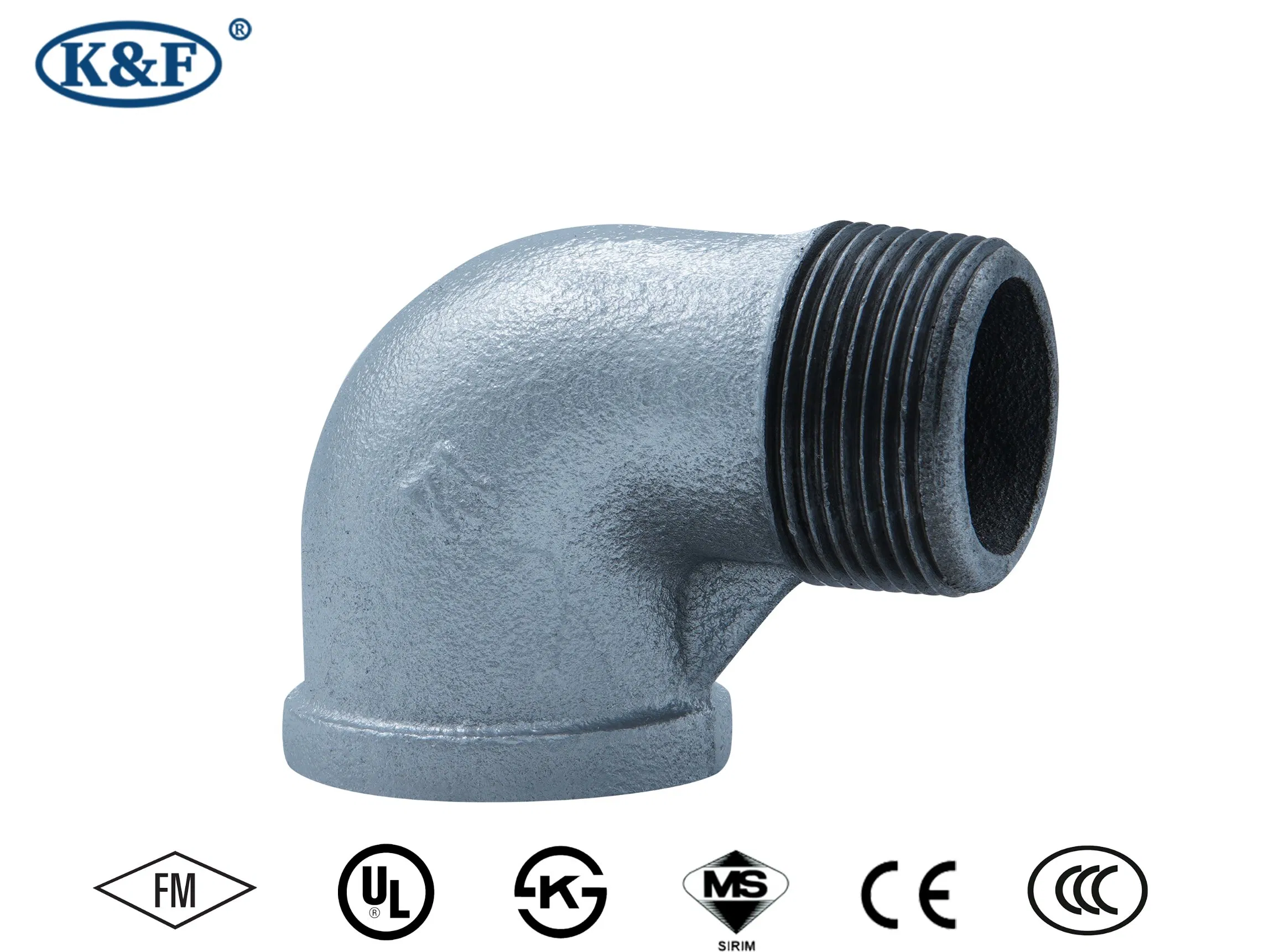 Kanaifu Male Female Galvanized Malleable Iron Pipe Fitting Elbow with FM UL