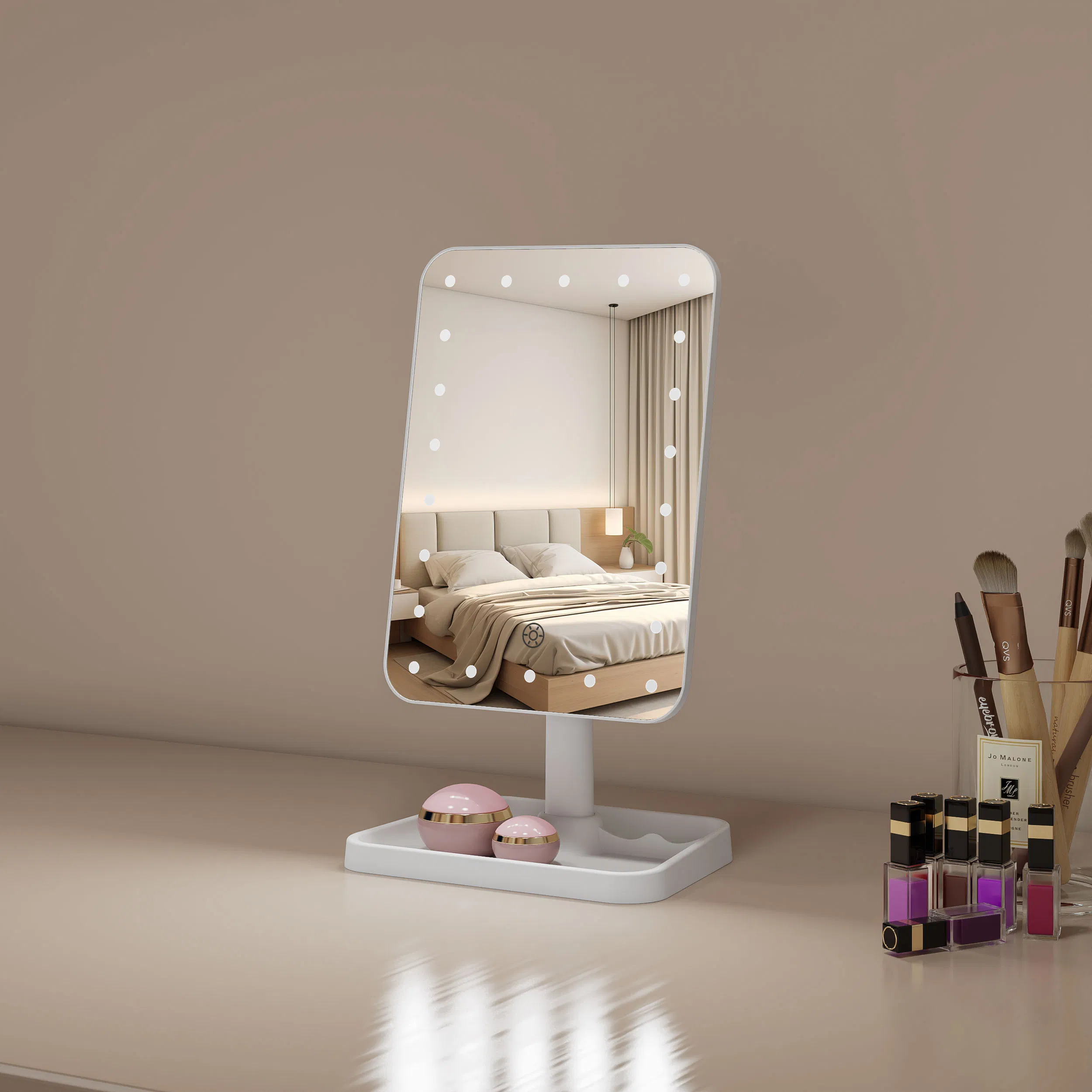 3 Color Lighting Brightness Adjustable Portable Table Lighted Vanity Beauty Make up Cosmetic Mirror with LED Lights