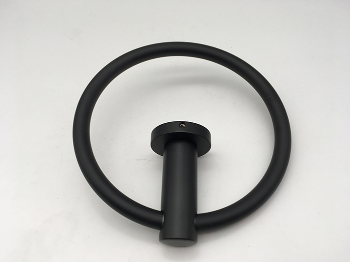 Настенное кольцо для полотенца матовый черный металл