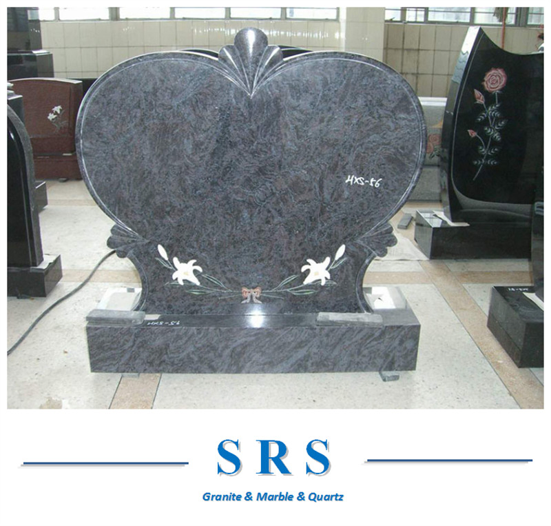 Black Marble Granite Heart Shaped Monument