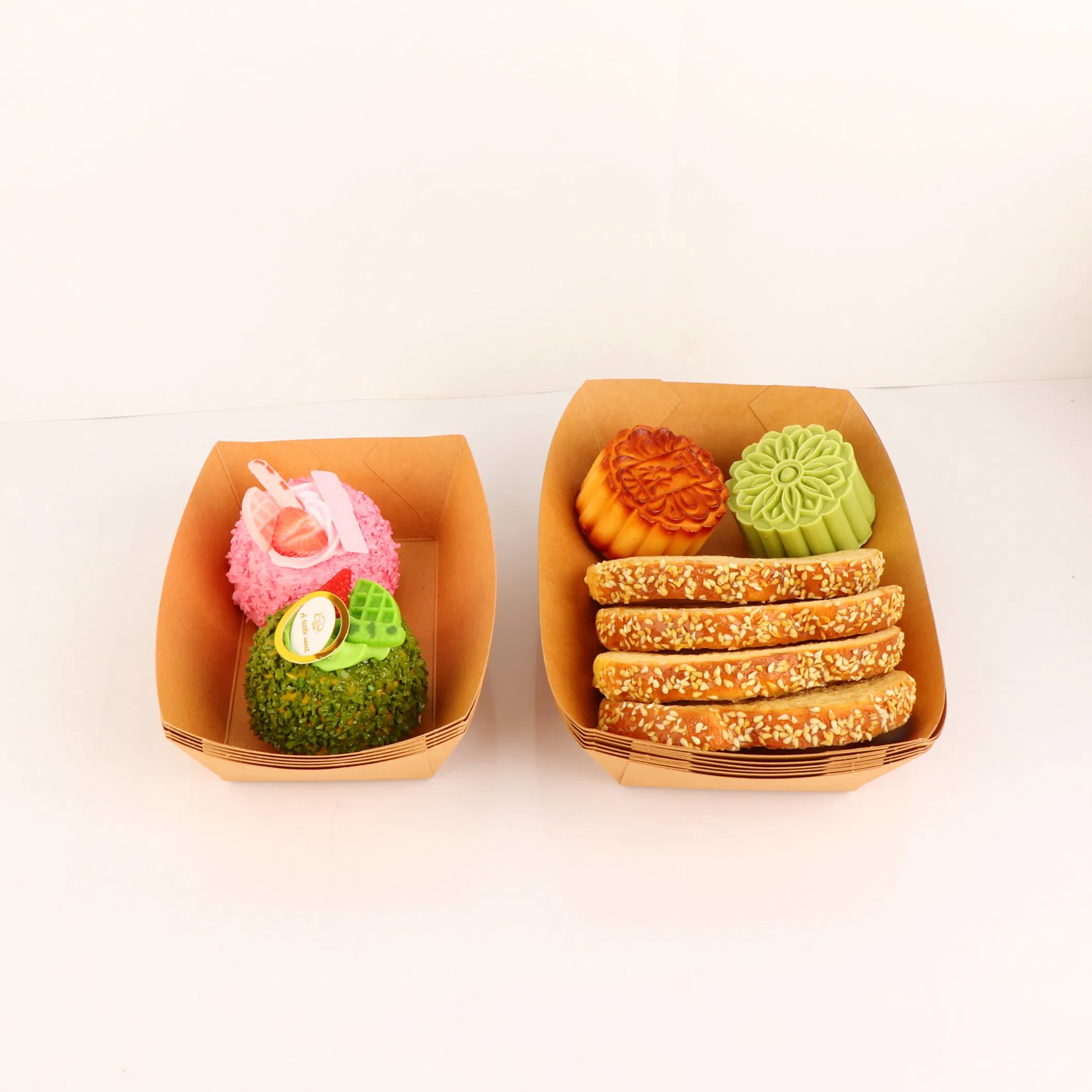 Wholesale Food Grade Takeaway Disposable Kraft Paper Fast Biodegradable Portable Food Packaging