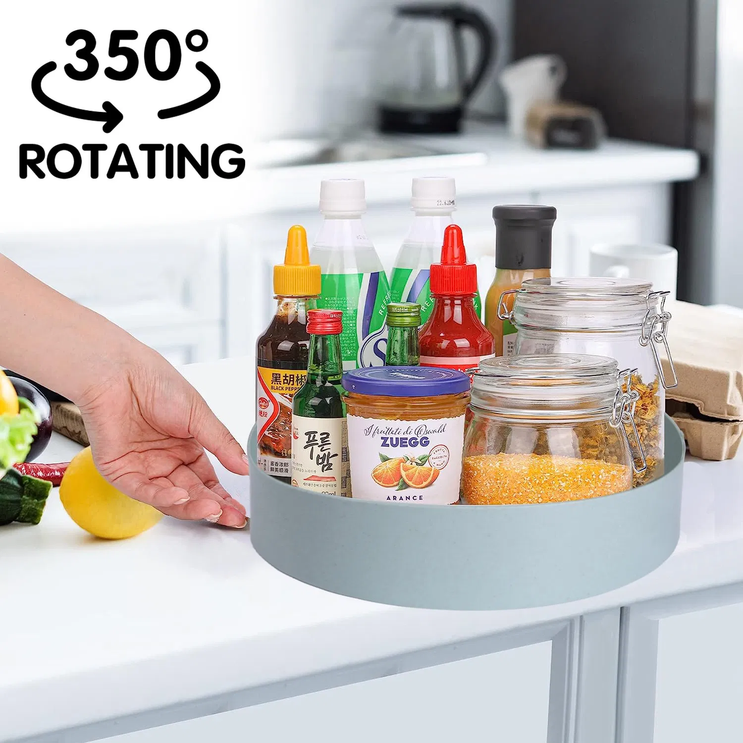 Multipurpose Lazy Susan Turntable - Non-Skid Spinning Organizer for Kitchen, Pantry, Fridge