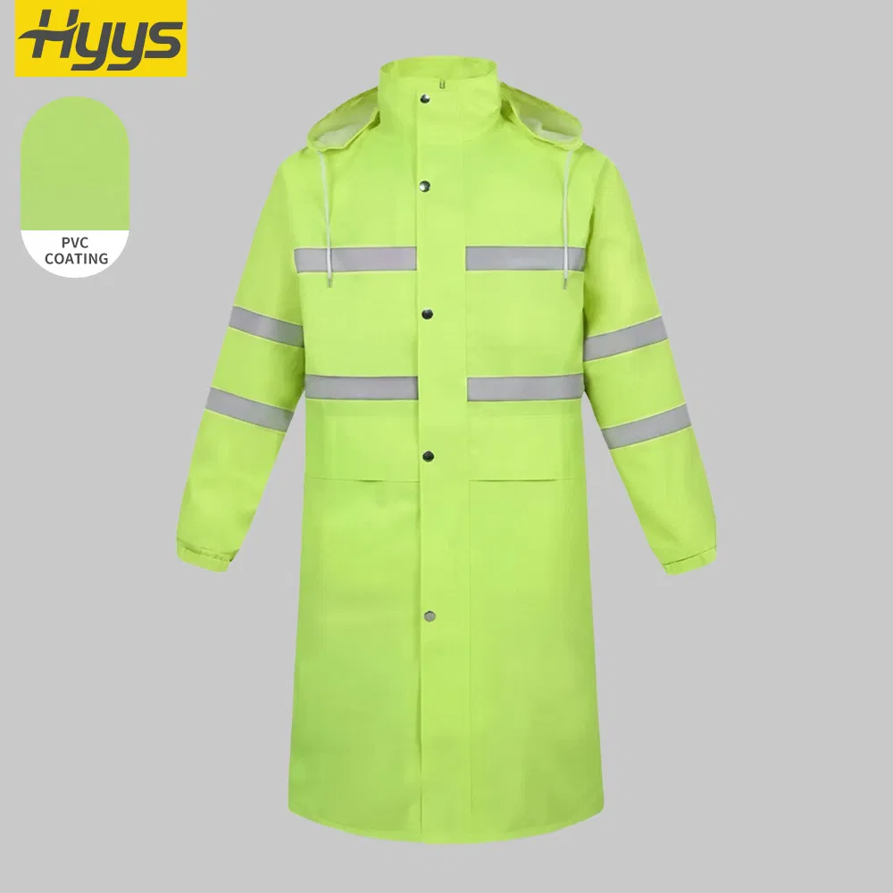 One Piece High Visibility Waterproof Raincoat Reflective Strips Outdoor Rainsuit with Hooded Custom Rainwear Work Clothes