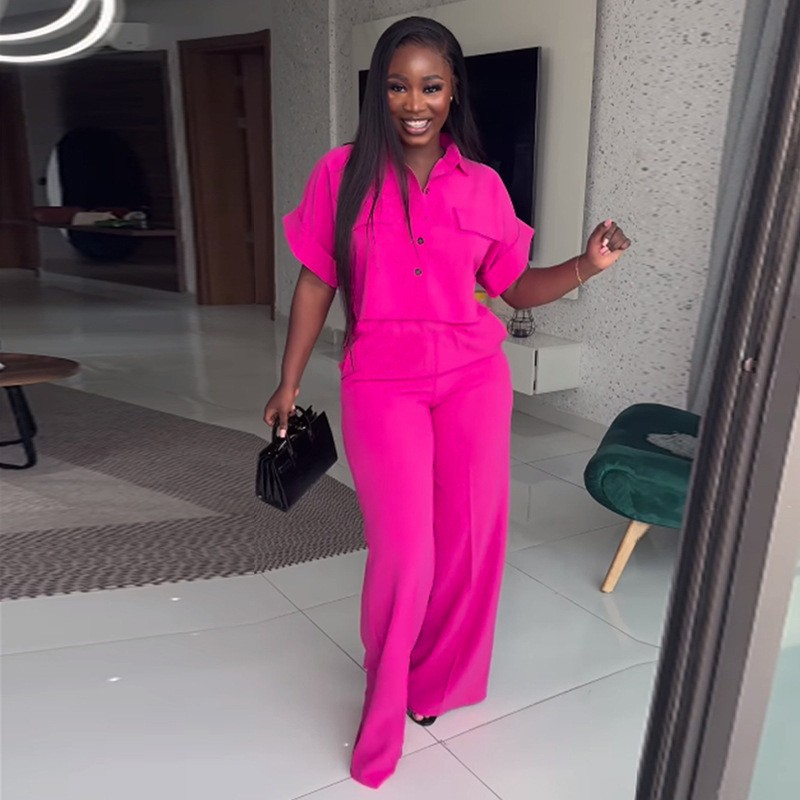 Комплект женский рубашка короткий рукав и брюки широкие