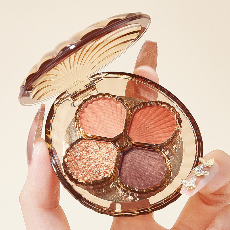 Ink Dye Four -Color Eye Shadow Disk Matte Fine Glitter Daily Earth Color Eye Shadow Makeup Wholesale