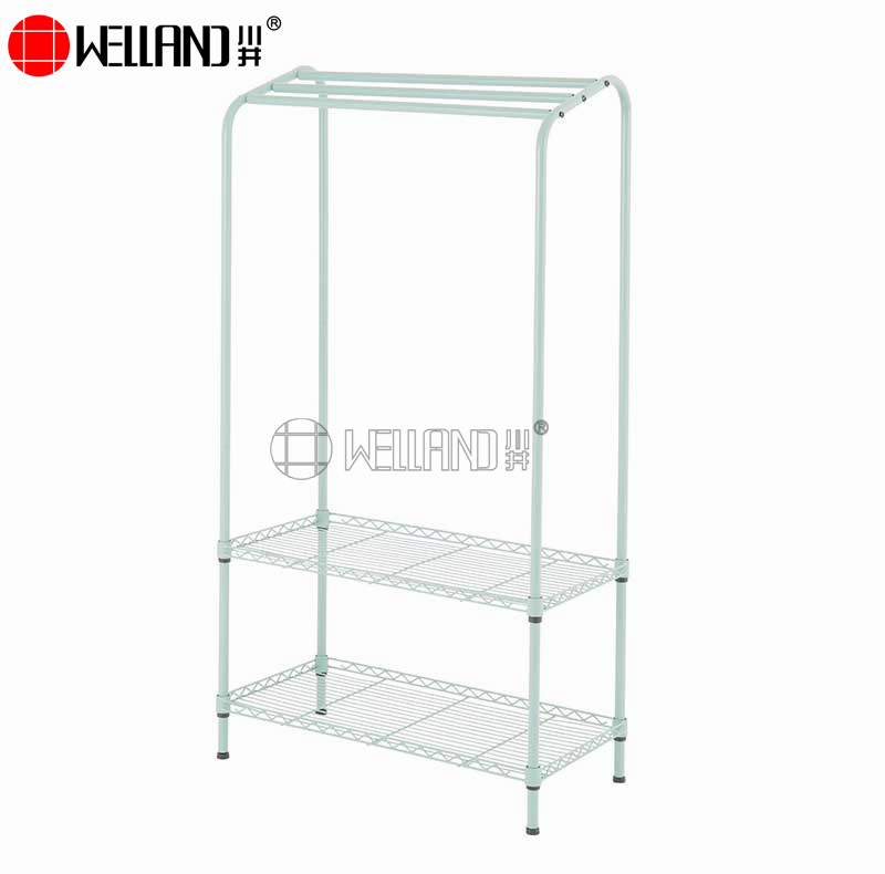 Vertical Type Epoxy Coated Steel DIY 3-Hanger Bathroom Bath Towel Rack with 2 Wire Shelves