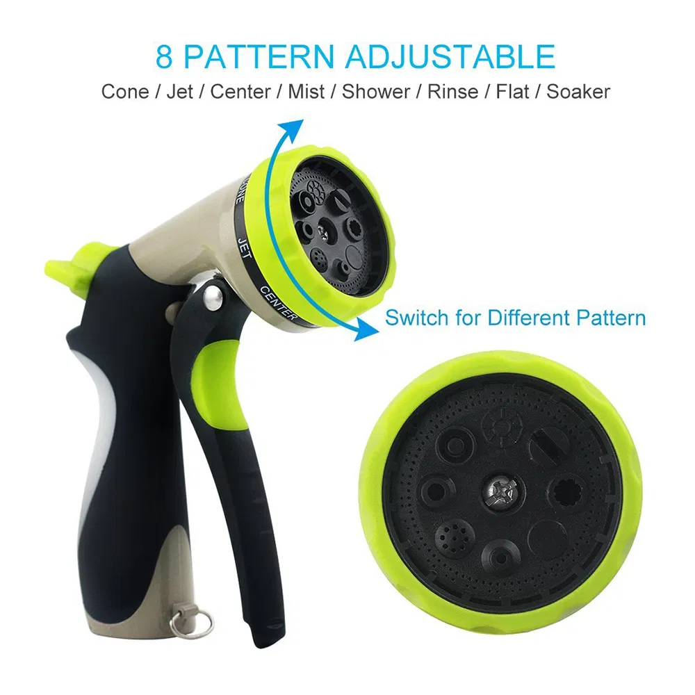 Heavy Duty Metal Garden Irrigation & Cleaning 8 Patterns Water Gun Hose Sprayers