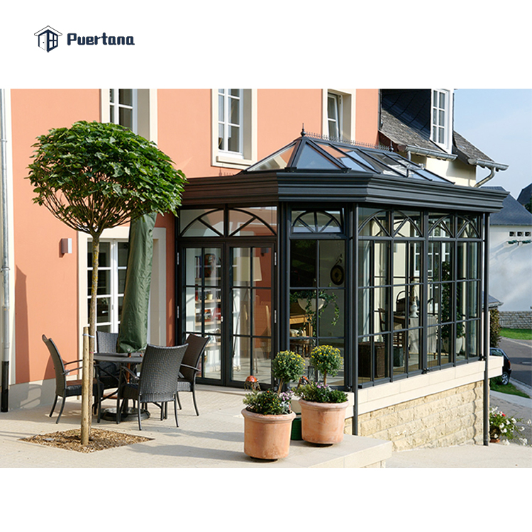 Straight Glass Roof Sunroom or Patio Room with Aluminum Frame