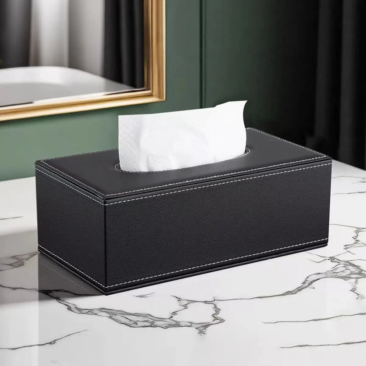 European Style Hotel & Home Tissue Box- PU Leather Gift & Advertising Tissue Holder, Custom Logo Luxury Storage Tissue Box