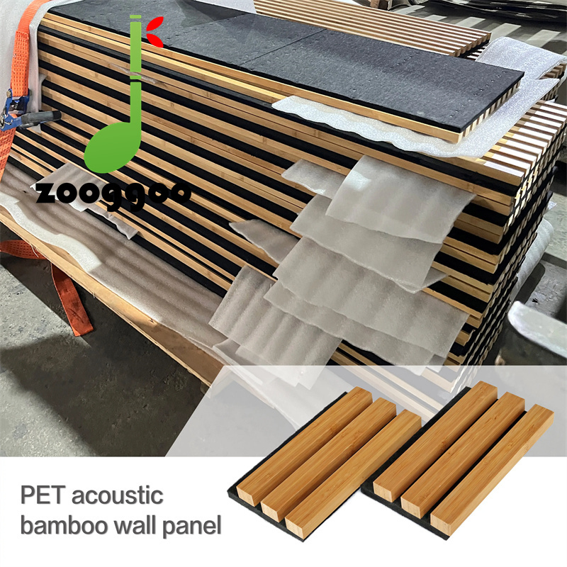 Pet Acoustic Booboo Ceiling Panel Board Flame Retardant Acoustic Bamboo Slat Panel