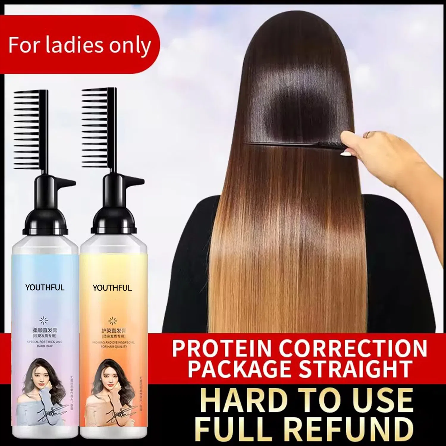 Natural Herbal Soft Long Hair Ammonia Free Hair Straight Cream