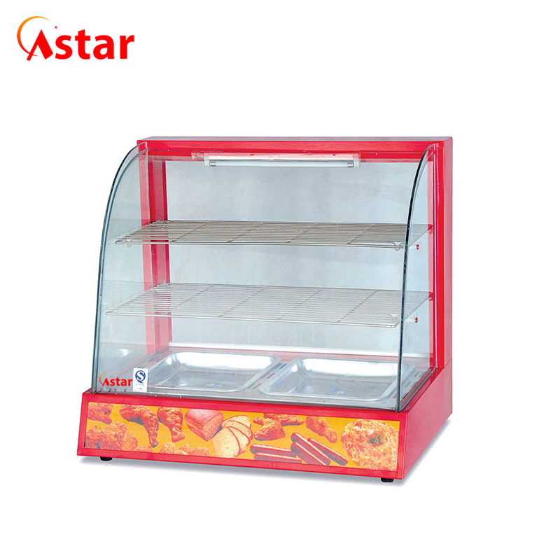 Kitchen Equipment Commercial Curved Glass Hot Food Display Warmer Showcase