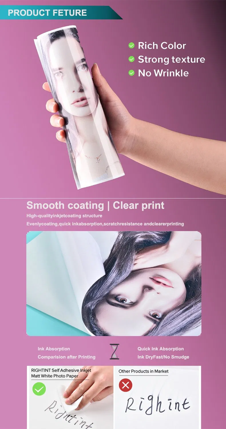 Sticker Rightint Carton A4, in Rolls, OEM Die Cutting Glossy Photo Paper