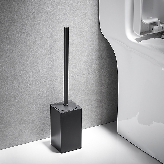 Quality SUS304 Floor Stand Luxury Squae Design Toilet Brush Holder (NC9896-MB)