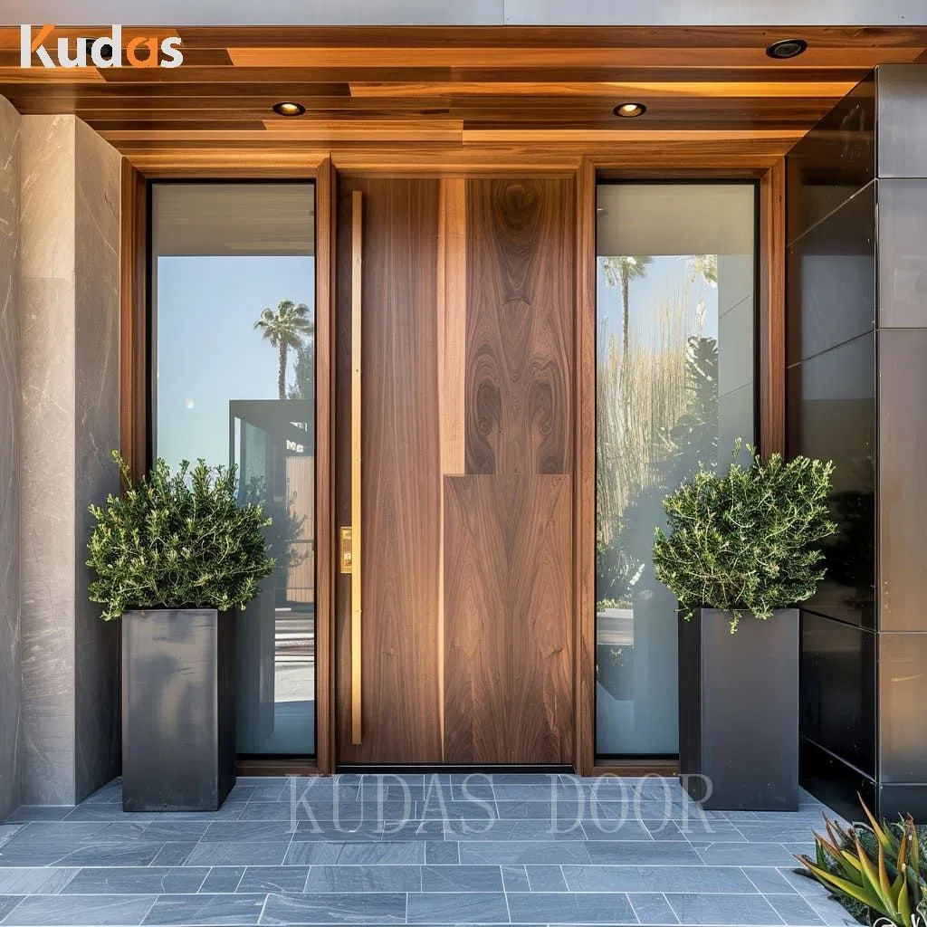 Modern Water Resistant Exterior Main Teak Wood Solid Wood Entrance Wooden Front Wood Door