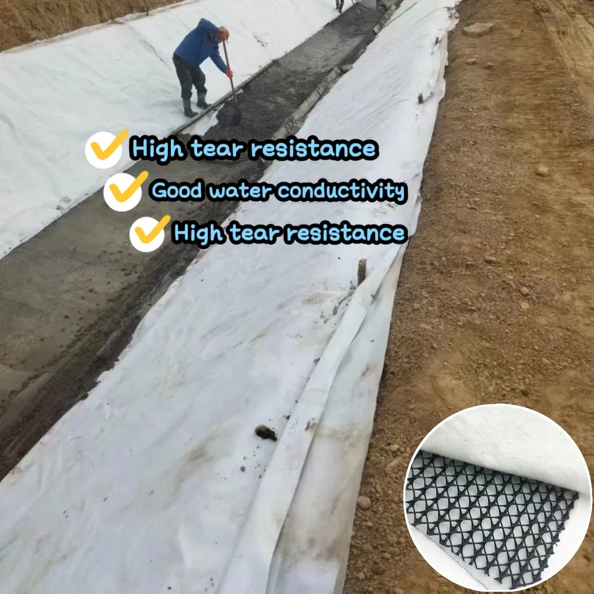 Long-Lasting 3D Composite Geonet for Subway Tunnel Drainage - Durable & Unyielding
