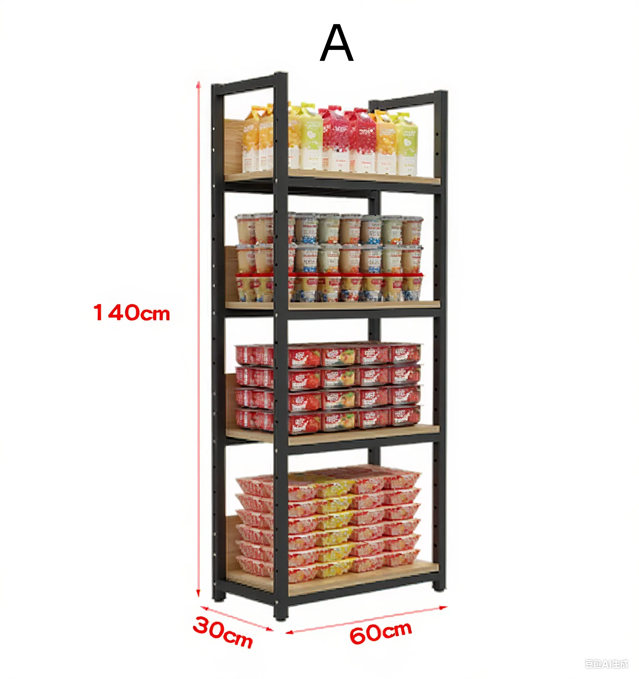 Четырехуровневая кухонная стойка из алюминия и дерева