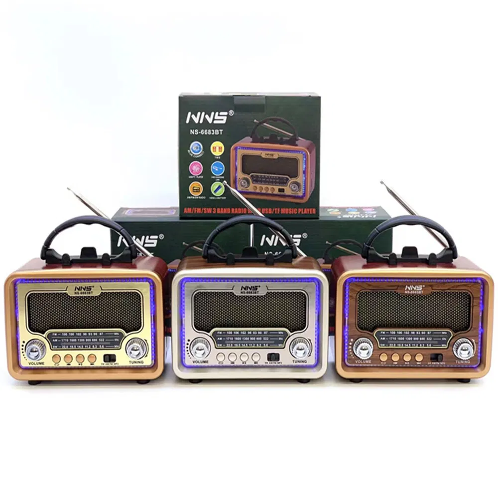 Ретро радио NS6683BT с Bluetooth, деревянный корпус
