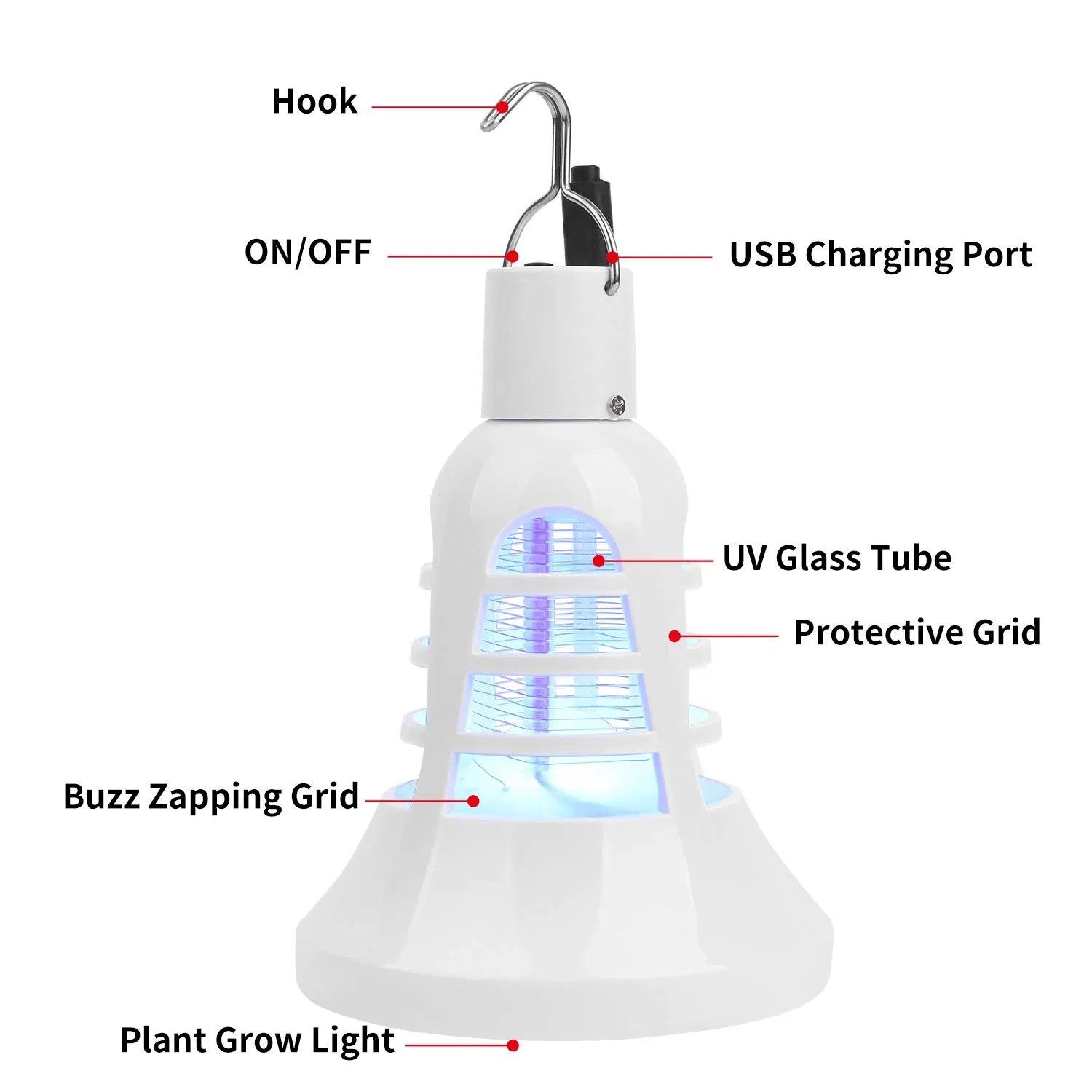 2 in 1 USB Charging Bug Zapper Insects Mosquito Killer Light Lamp for Home Porch