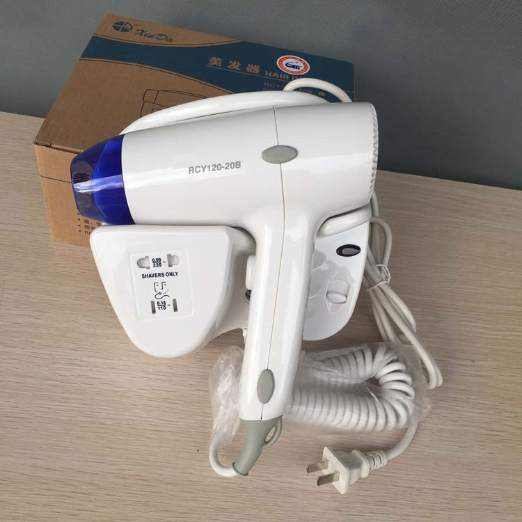 High Quality Wall Mounted Hair Dryer with Socket for Hotel Bathroom Use