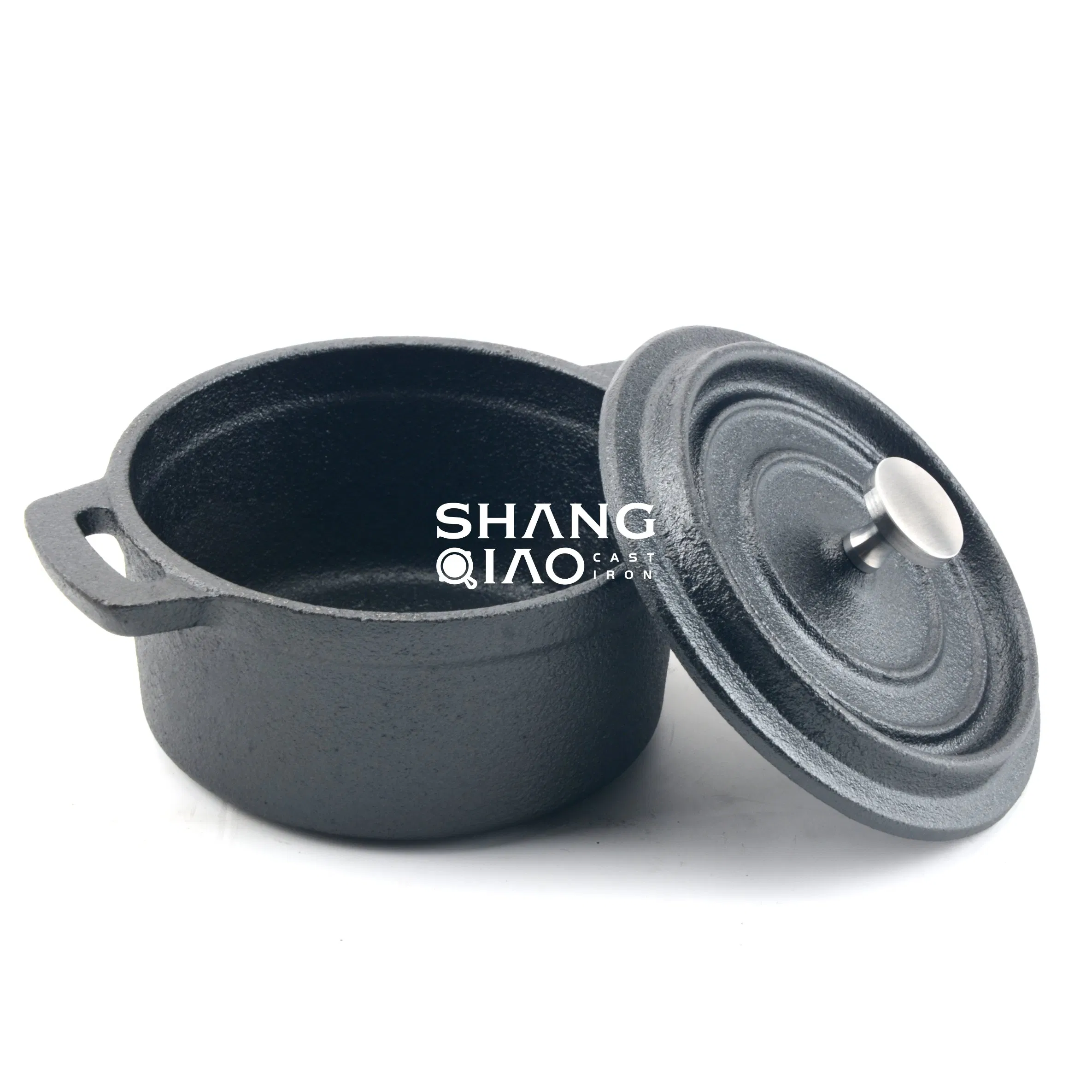 Мини-чугунная кастрюля-кокот с деревянной подставкой