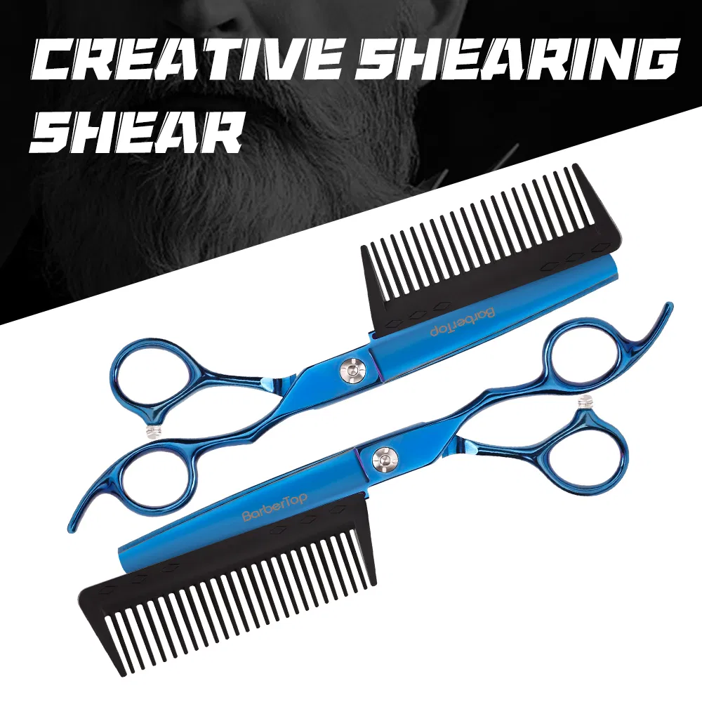 New Design Professional Hair Cutting Scissors with Comb Attached Stainless Steel