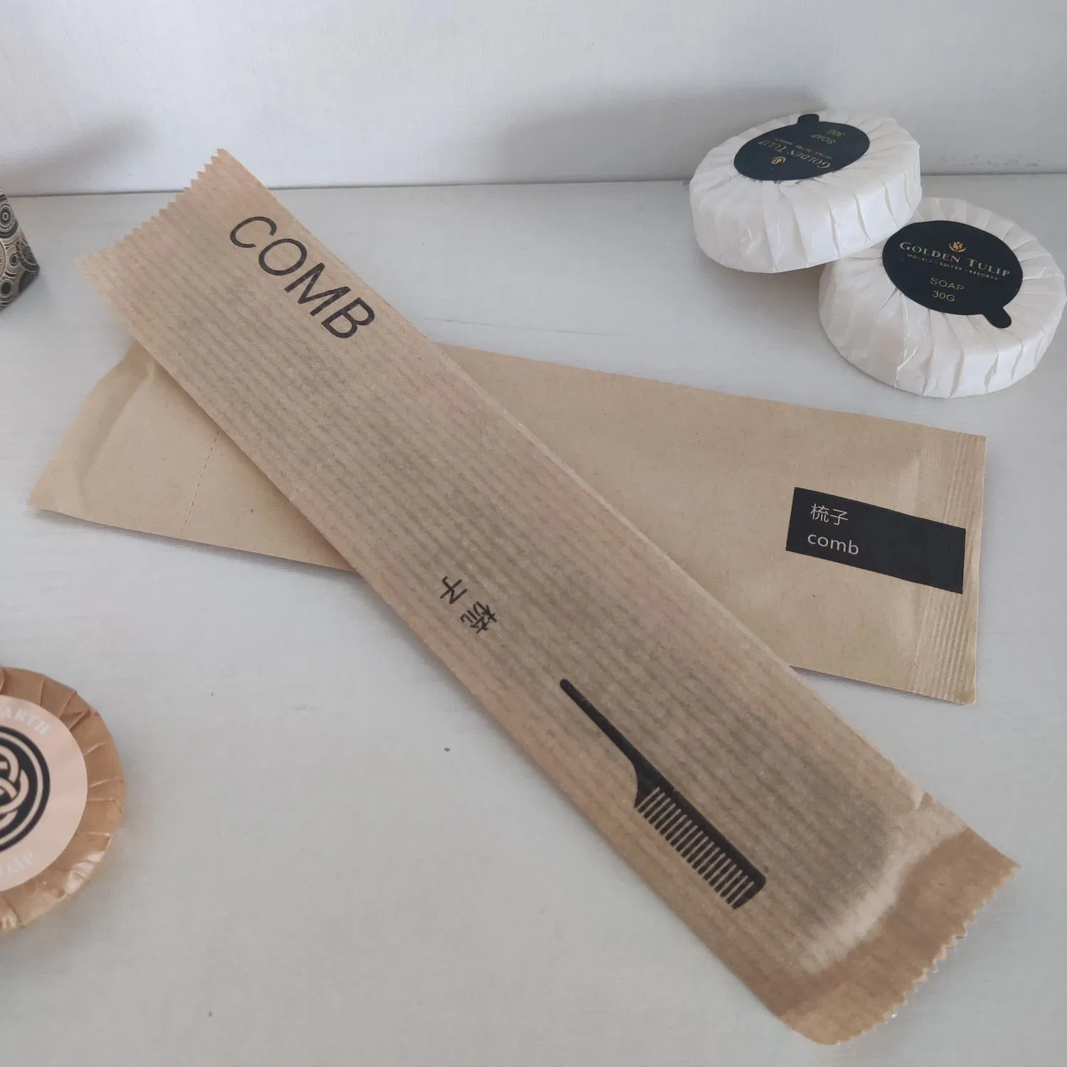 Kraft Paper Bag Biodegradable Comb for Hotel Kit
