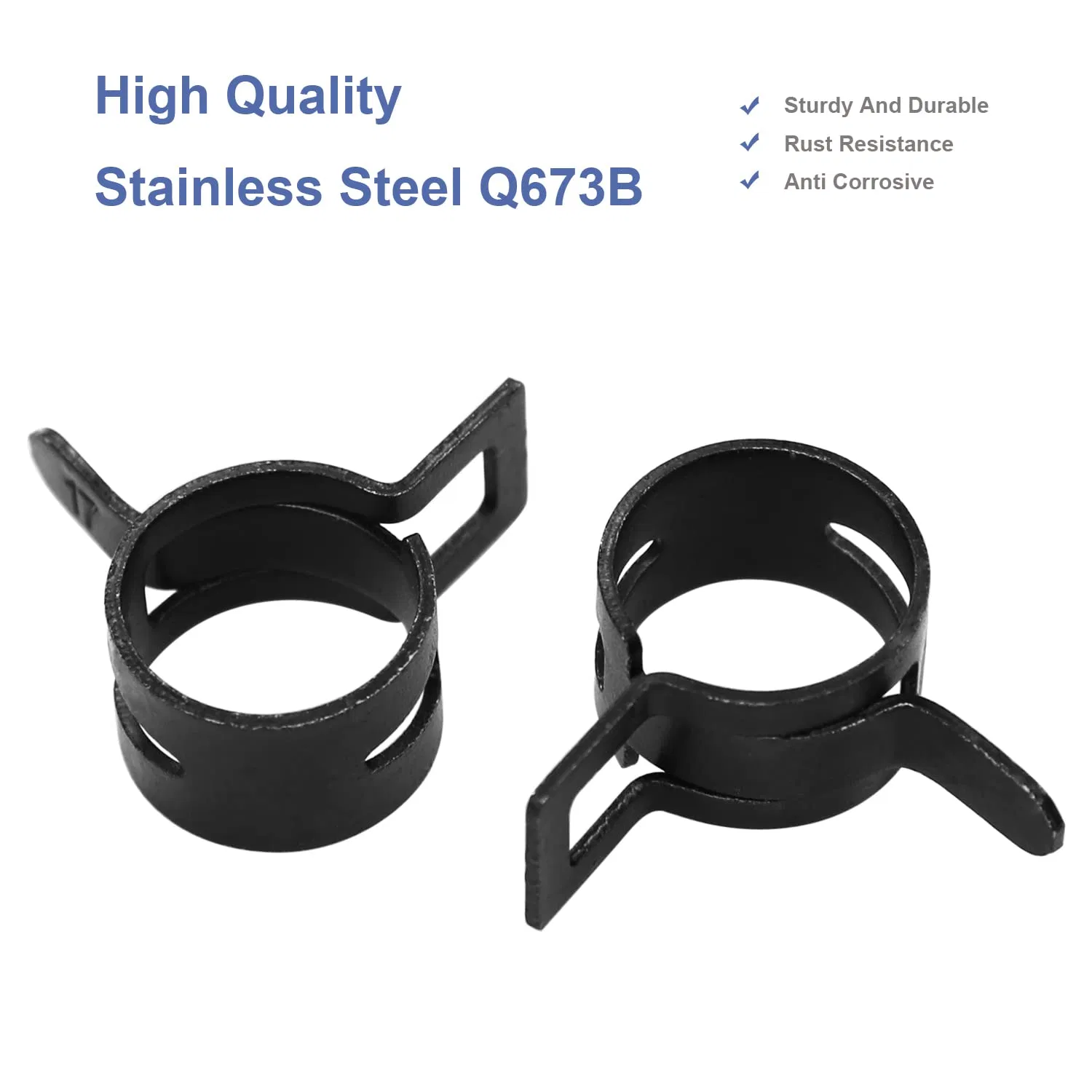 Hose Clip Black Automotive Spring Clips Elastic Hose Band Clamp Spring Hose Clip Fuel Line Silicone Vacuum Hose Pipe Clamp Air Hose Tube Water Pipe Fasteners