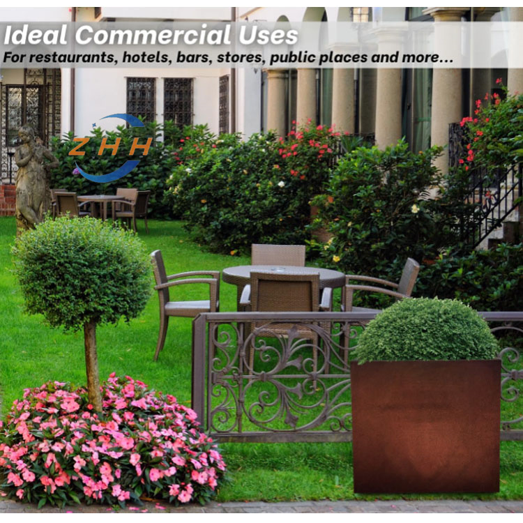 Corten Steel Planter Cube Square Shape for Outdoor
