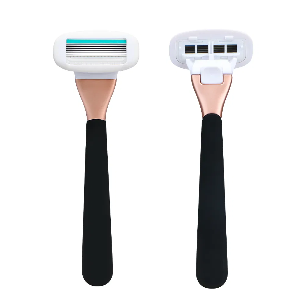 Women 6-Curved Blade Razor with Extra-Large Lubricating Strip Ergonomic Metal & Silicone Handle, Multi-Color Customization