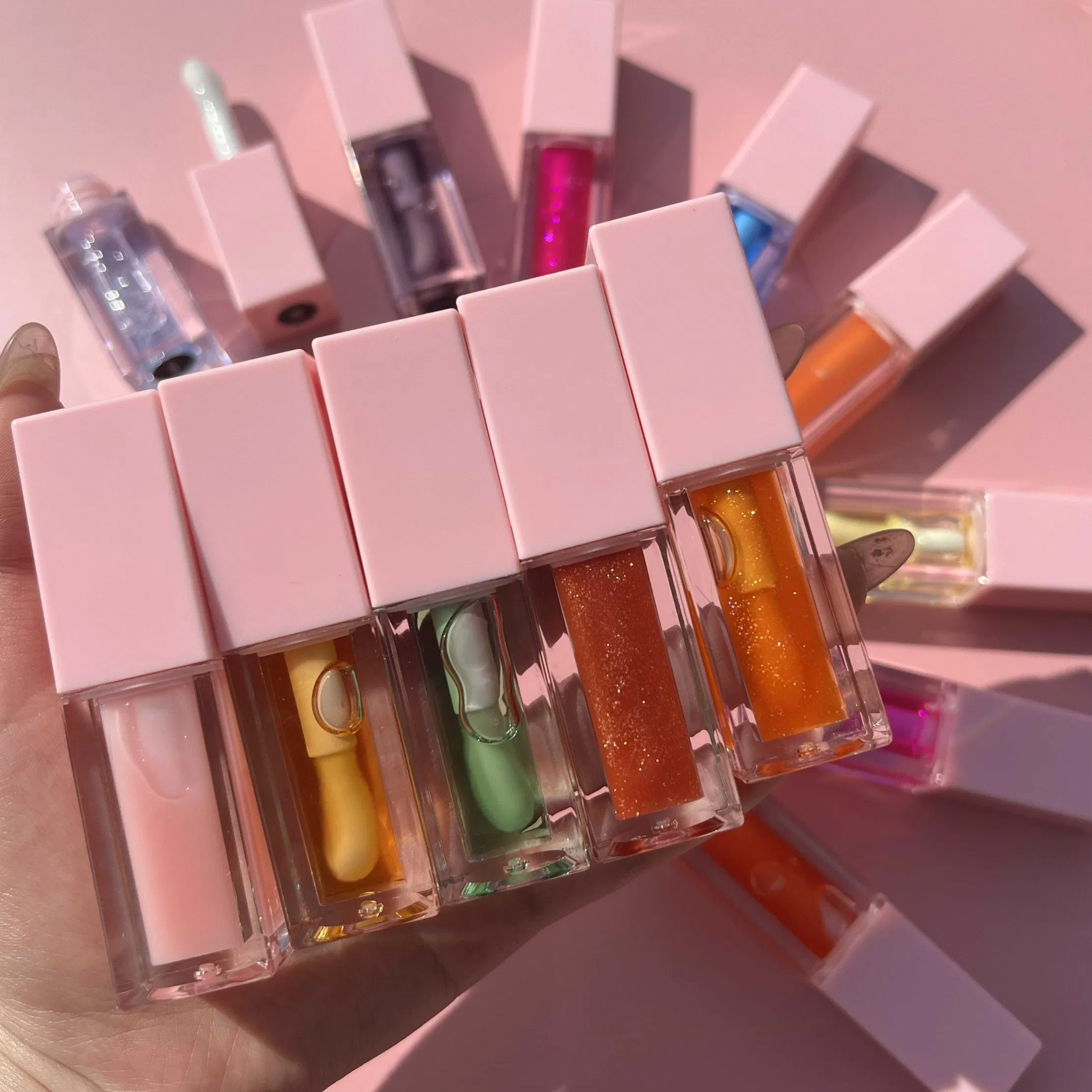 30 Flavors Pink Tube Vegan Lip Oil Private Label Strawberry Bulk Lip Plumper Waterproof