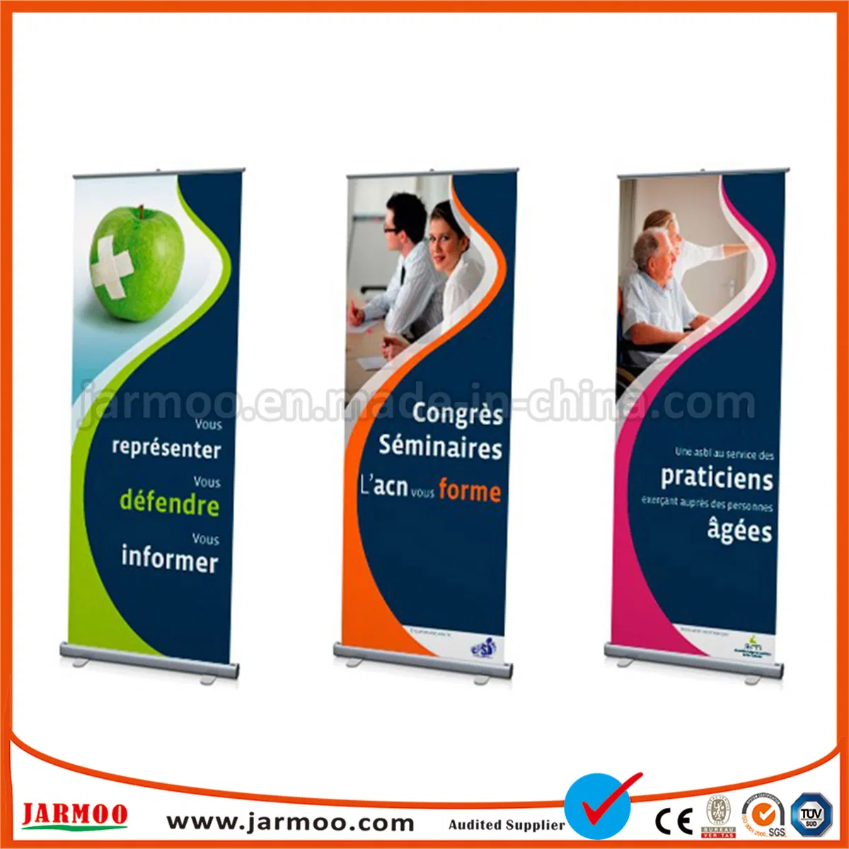 Aluminum Display Stand with Double Side Printing Banner