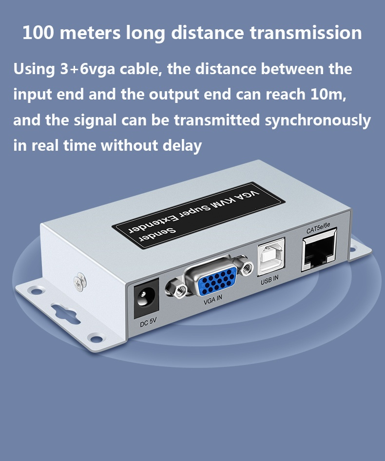 VGA Over Ethernet, 1920X1080p VGA Extender Over Cat5e up to 394FT (120m) , Plug and Play, Zero Latency Transmission