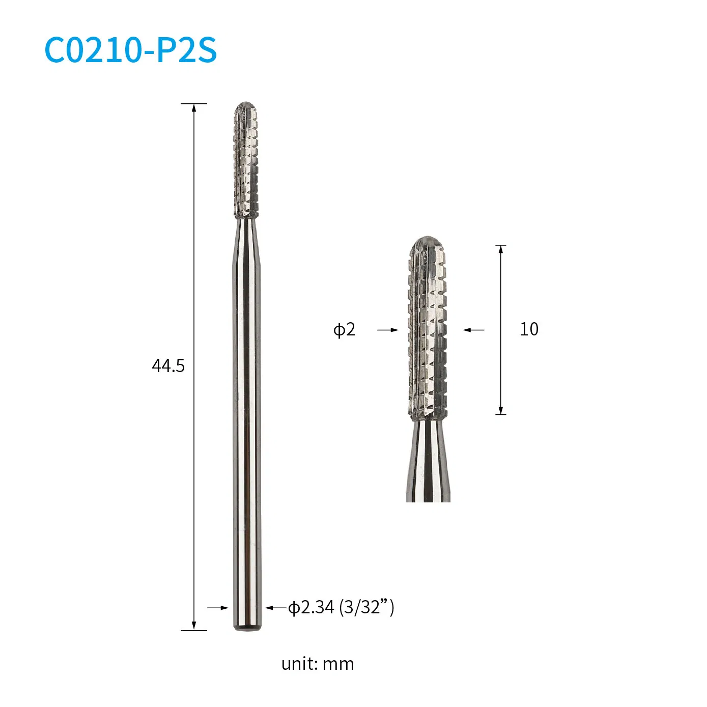 Small Cylinder Round Top Nail Carbide Bit
