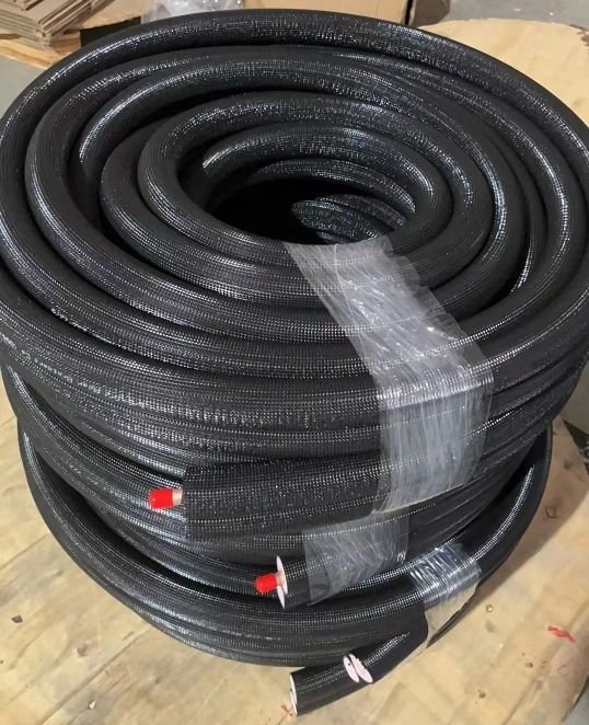 1/4-5/8 15FT Black PE Insulated Copper Tube Pipe Pair Coil for Air Conditioner