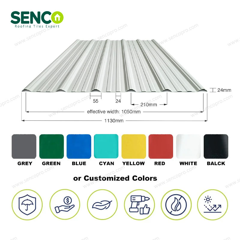 Имитация черепицы UPVC ASA для крыши, 1130мм