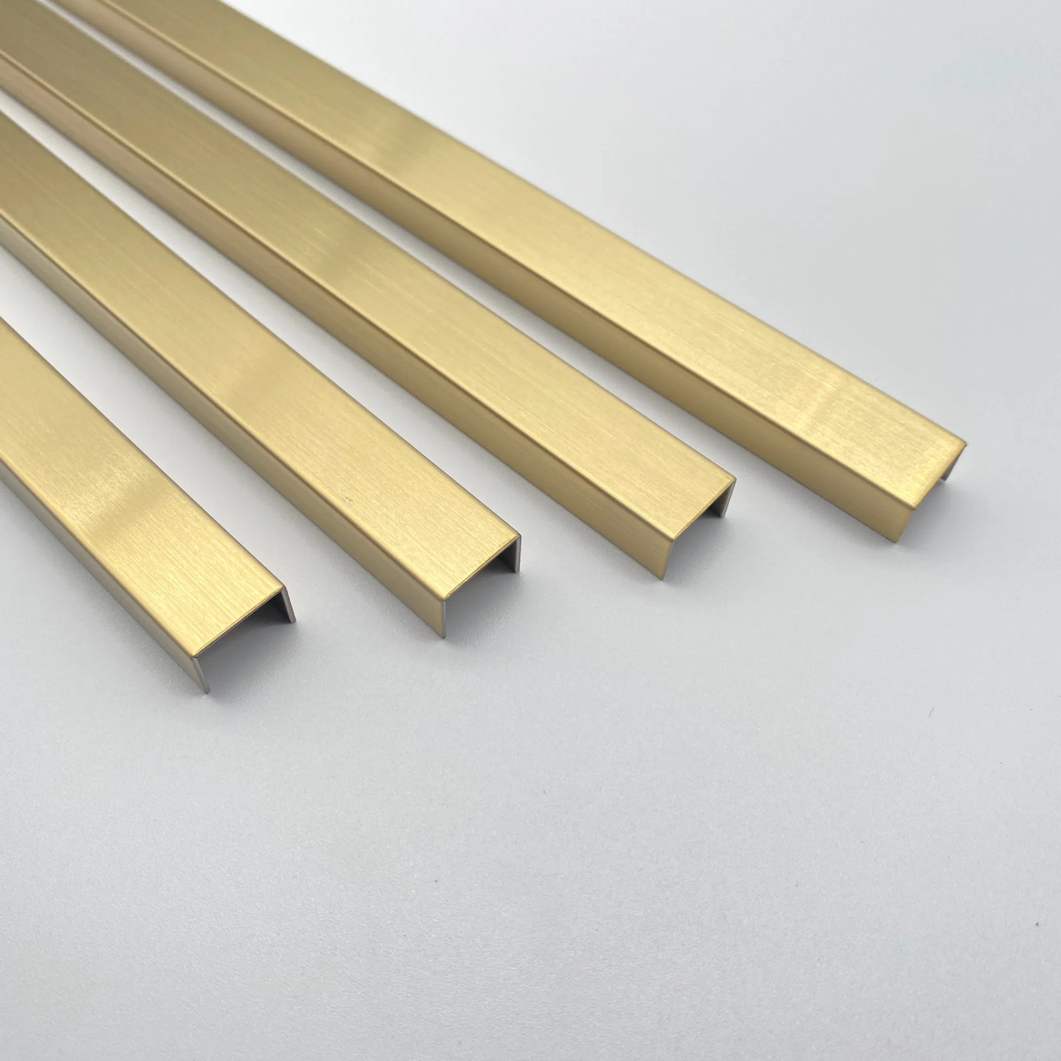 Decorative Titanium Plating Floor U Profile Curved Tile Edging Trim Brushed Brass