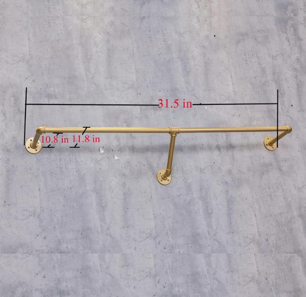 Industrial Golden Pipe Wall Mounted Towel Clothing Hanging Shelves Type E Storage Metal Garment Rack for Clothes Retail Display